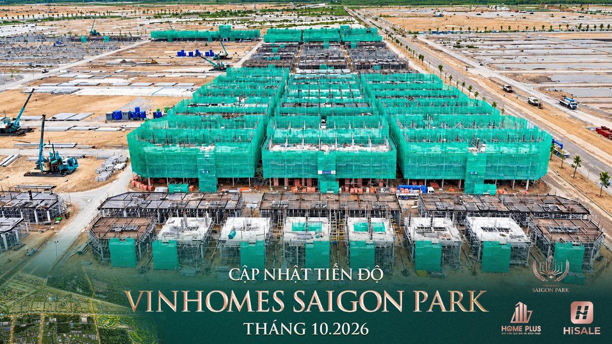 Ảnh tiến độ tháng 10/2026, dãy nhà đang thi công